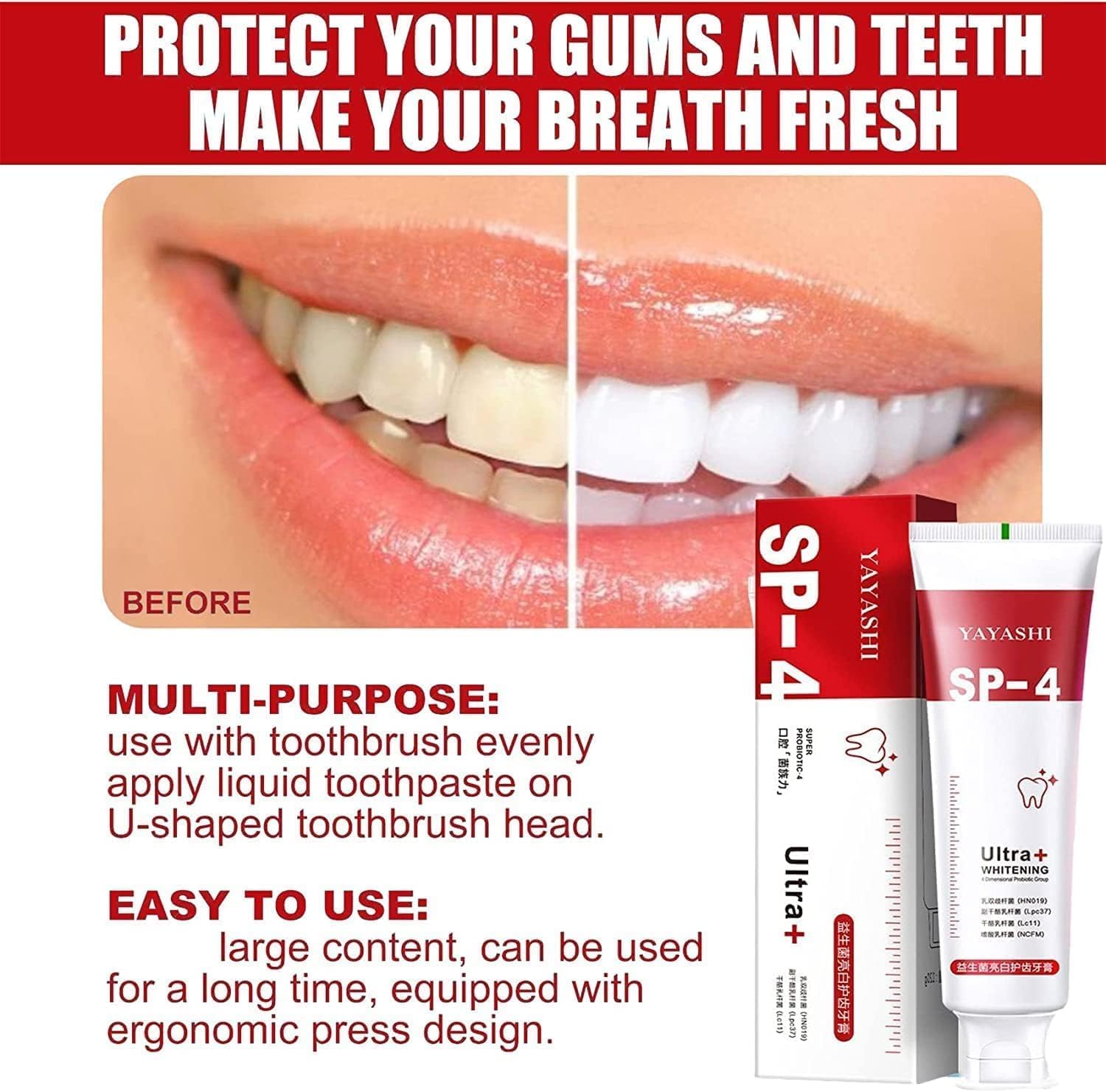 SP-4 Probiotic Whitening Toothpaste, Teeth Whitening