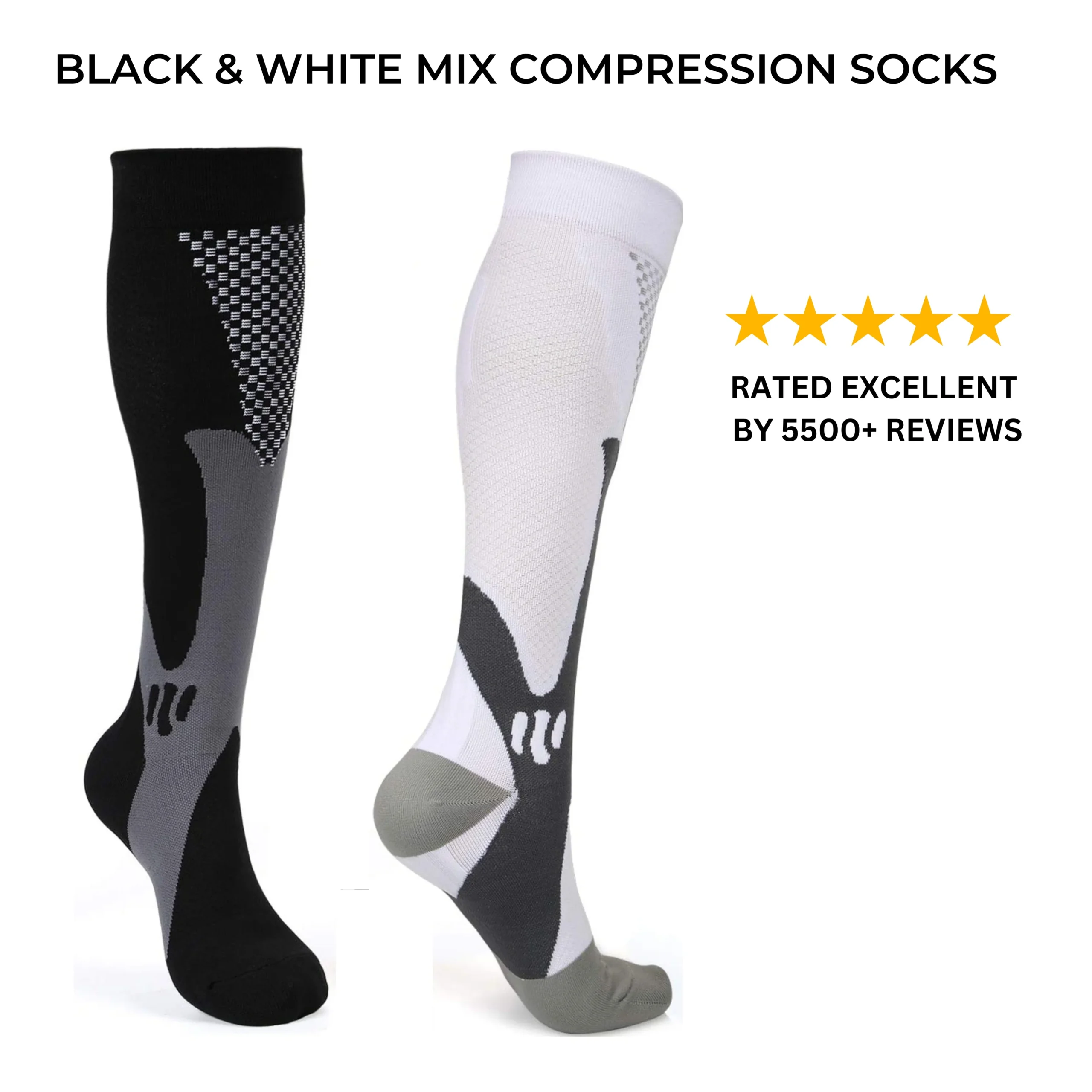 Graduated Compression Support Socks – 20–30 mmHg Circulation Boost
